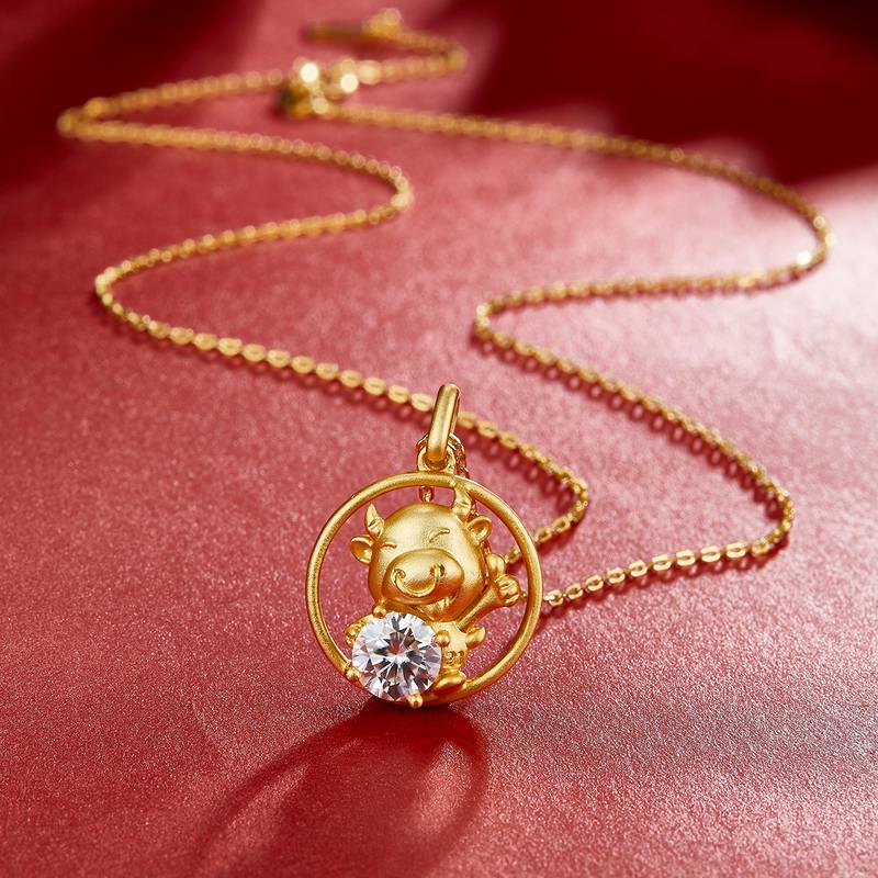 Ox Moissanite Diamond Necklace 1.0 Carat from the Chinese Zodiac Series